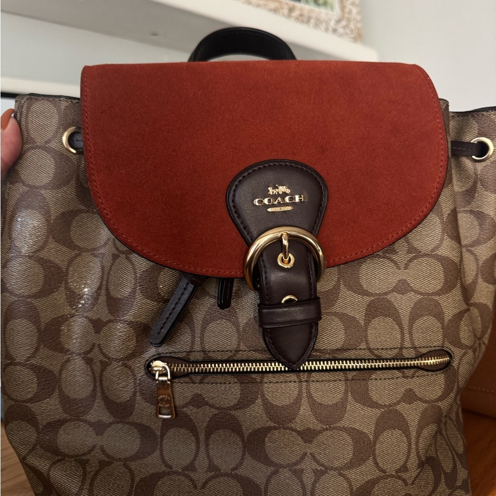 Coach Tan and Red Women's Backpack
